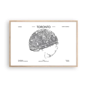 Poster in light oak frame - Anatomy of Toronto - 91x61 cm