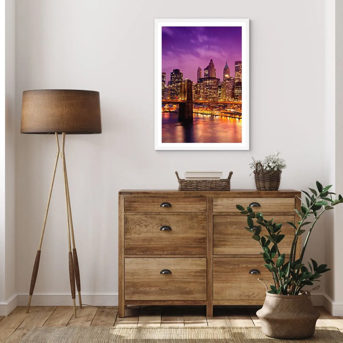 Poster in white frmae - Violet and Gold Manhattan - 40x50 cm