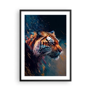 Poster in black frame - A dynamic portrait of a tiger in an artistic style - 50x70cm - Wild Beauty - Modern wall decoration for the living room and bedroom ARTTOR