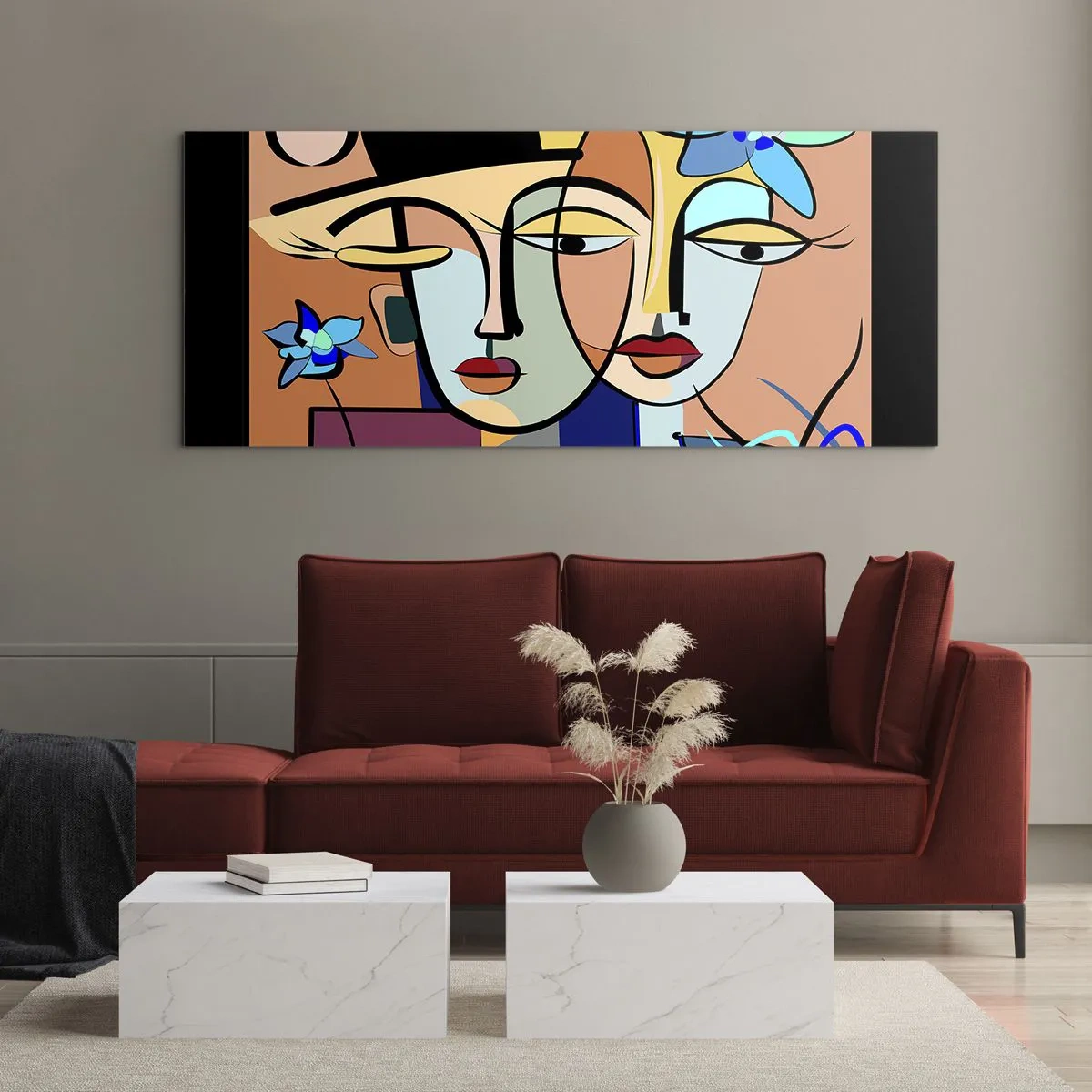 Glass picture - Rendez-vous Picasso Style - 160x50 cm