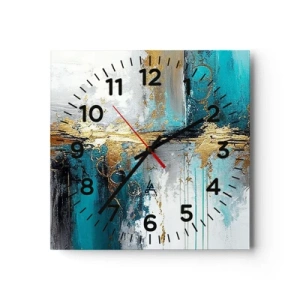 Wall clock - Clock on glass - Everything Flows - 30x30 cm