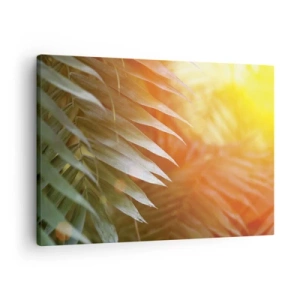 Canvas picture - Palm leaves in the rays of the sunset - 70x50cm - Morning in the Jungle - Modern wall decoration for the living room and bedroom ARTTOR