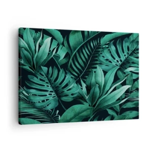 Canvas picture - Tropical leaves in shades of intense green - 70x50cm - Depth of Tropical Green - Modern wall decoration for the living room and bedroom ARTTOR
