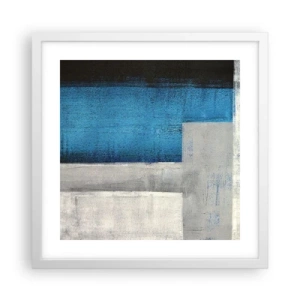 Poster in white frmae - Poetic Composition of Blue and Grey - 40x40 cm