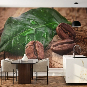 Photo Wallpaper Premium Canvas - Really Black - Gastronomy, Coffee, Coffee bean - 350x256 cm