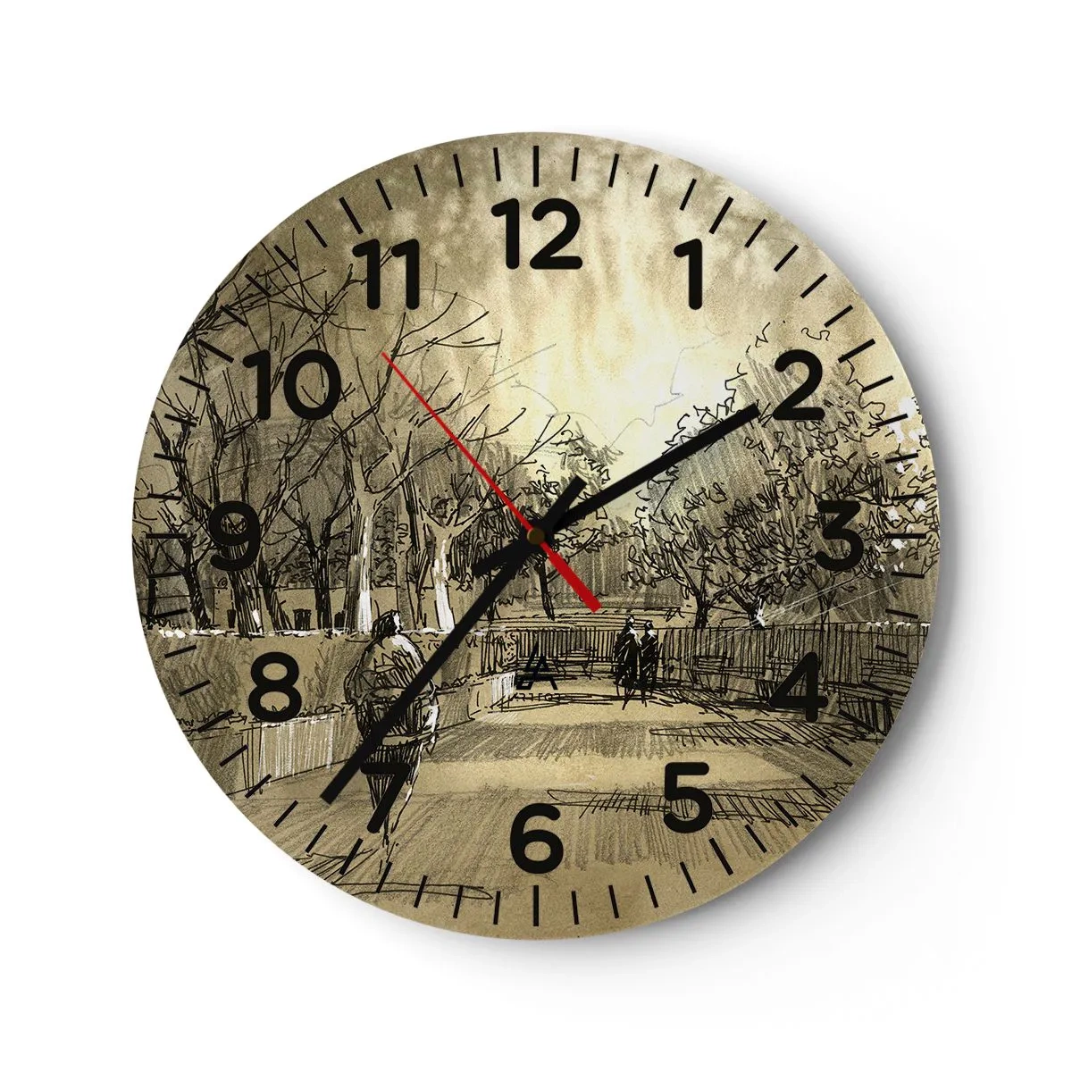 Wall clock - Clock on glass - Moment Stopped with a Feather - 40x40 cm