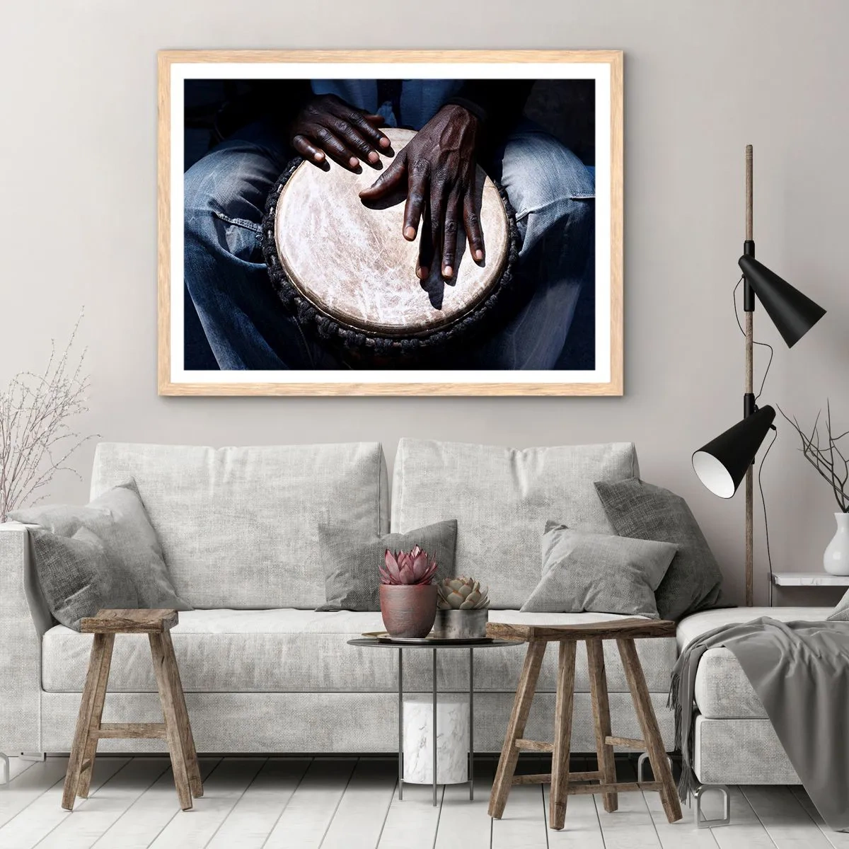 Poster in light oak frame - Live at Your Own Rhythm - 50x40 cm