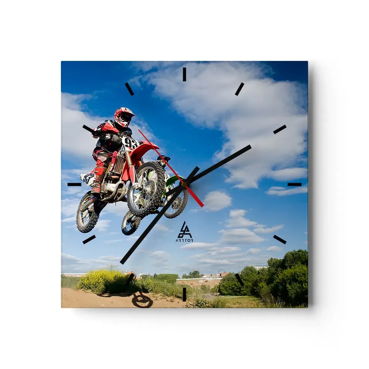 Wall clock - Clock on glass - Jump to the Sky - 40x40 cm