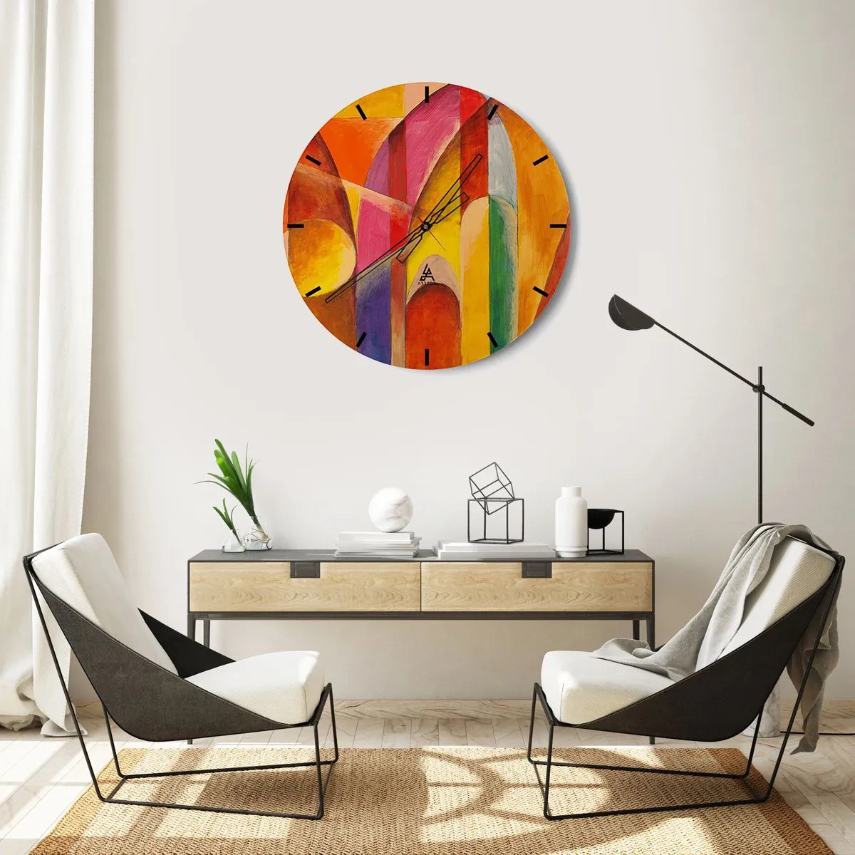 Wall clock - Clock on glass - Cathedral of the Sun - 40x40 cm