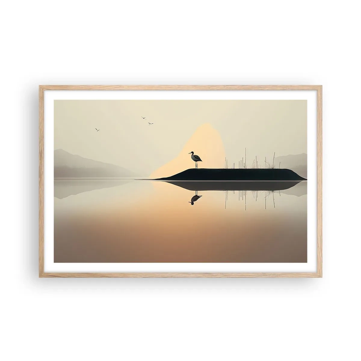 Poster in light oak frame - Gentleman on the Lake - 91x61 cm