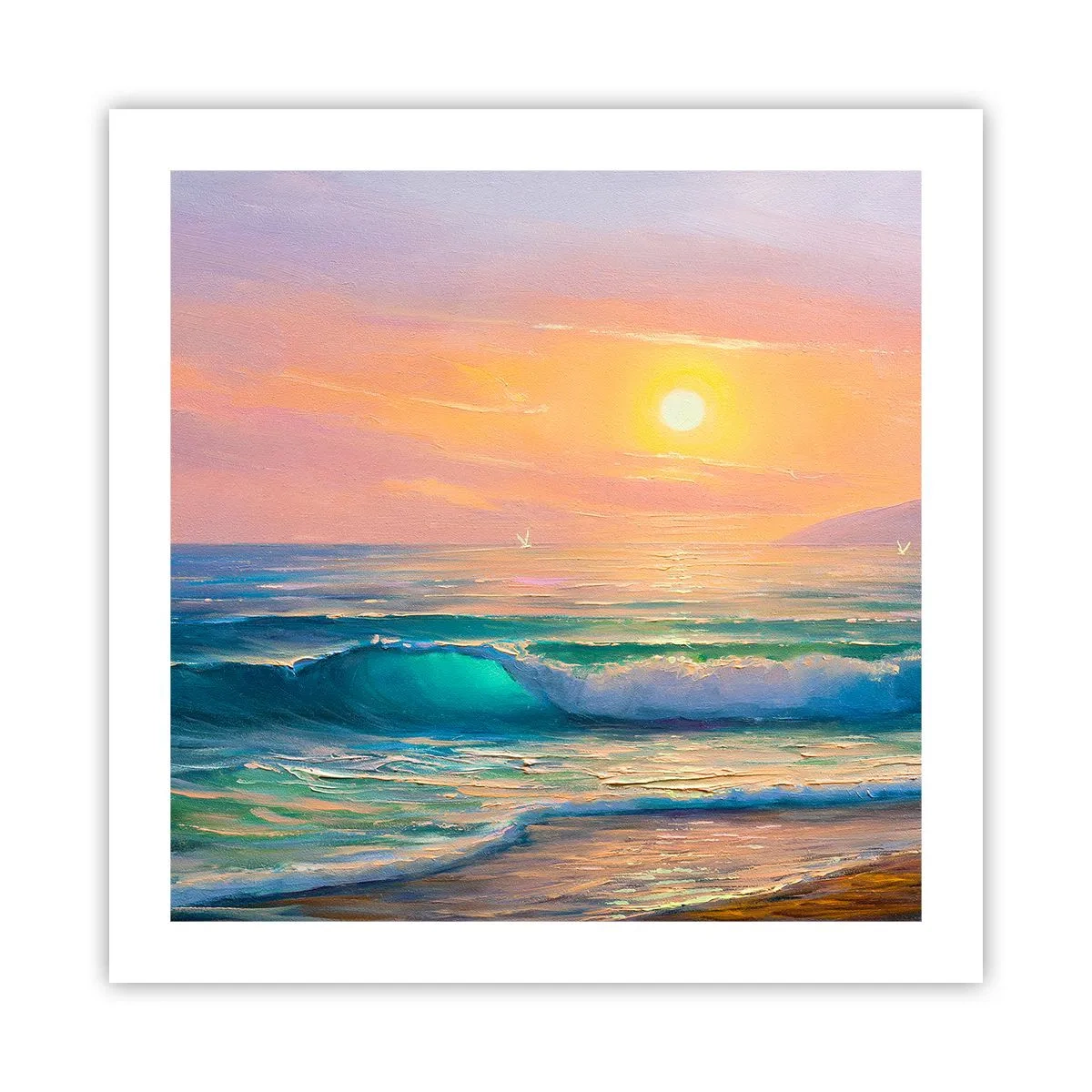 Poster - Turquoise Song of the Waves - 50x50 cm