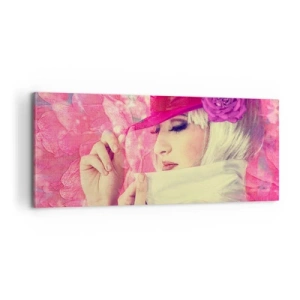 Canvas picture - Retro Portrait in Pink - 100x40 cm