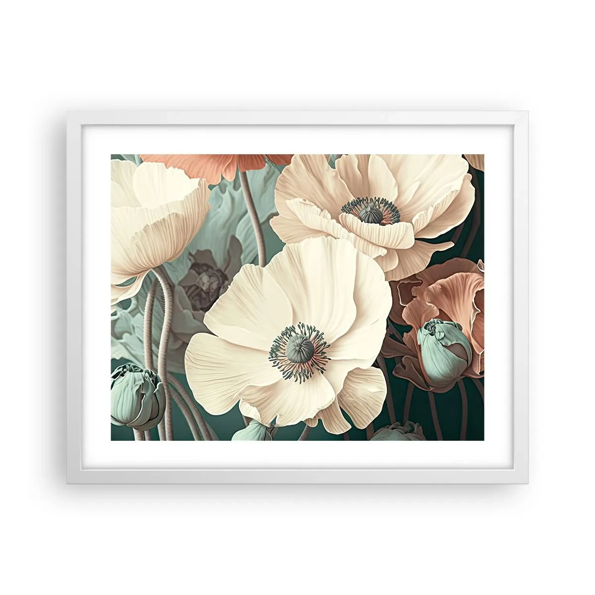 Poster in white frmae - Whisper of the Poppies - 50x40 cm