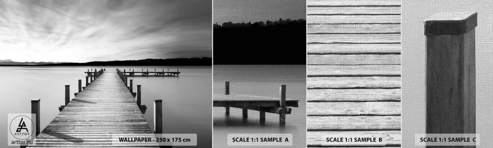 Photo Wallpaper Sample Premium Canvas - Lake of Peace - Landscape, Lake, Wooden Bridge - 100x30 cm