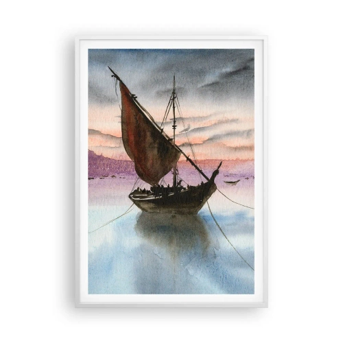 Poster in white frmae - Evening at the Port - 70x100 cm