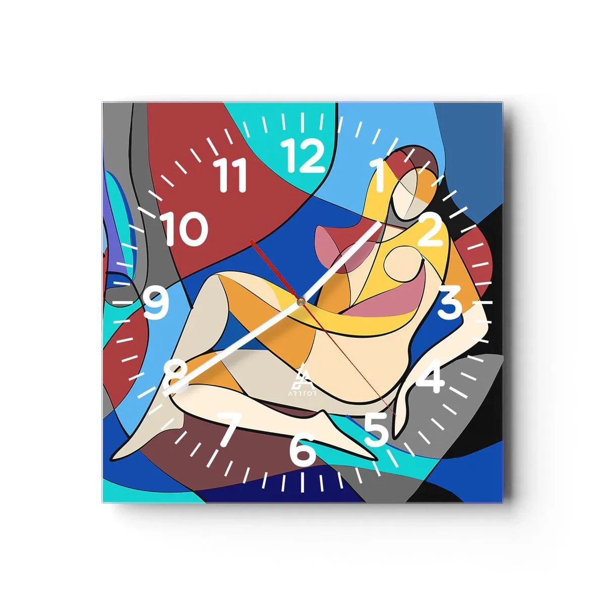 Wall clock - Clock on glass - Cubist Nude - 40x40 cm