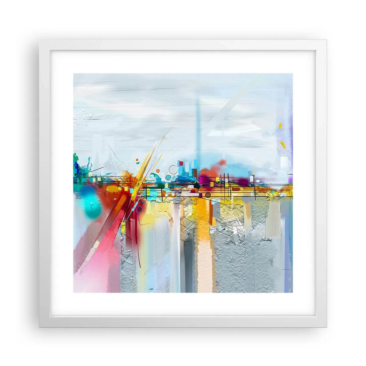 Poster in white frmae - Bridge of Joy over the River of Life - 40x40 cm