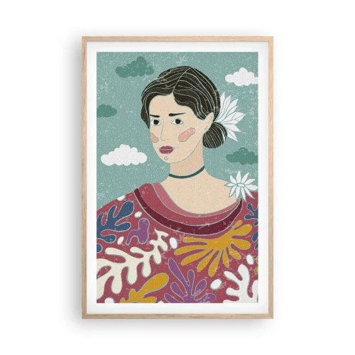Poster in light oak frame - With a Melancholic Look - 61x91 cm