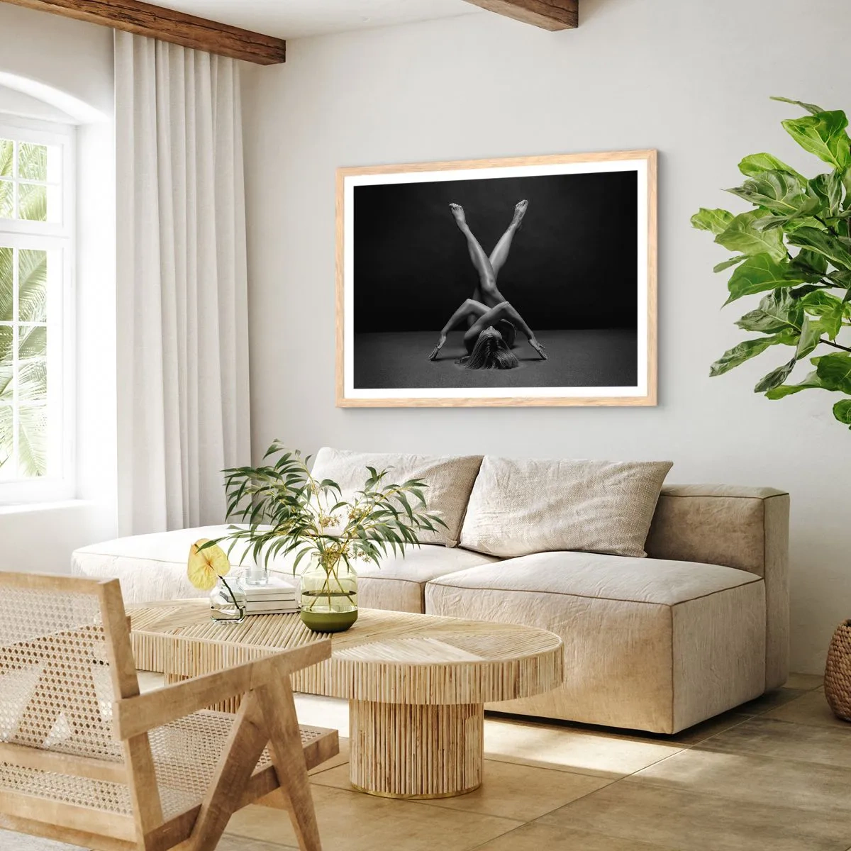 Poster in light oak frame - Geometry of Nakedness - 91x61 cm