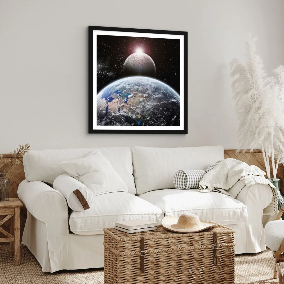 Poster in black frame - Space Landscape - Sunrise - 30x30 cm