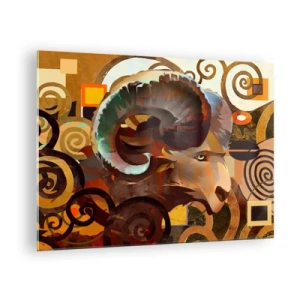 Glass picture - An artistic image of a ram in a geometric and spiral composition. - 70x50cm - Magic - Religions - Rituals - Modern wall decoration for the living room and bedroom ARTTOR