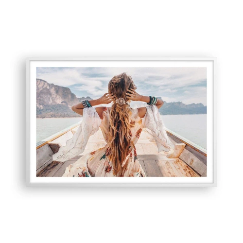 Poster in white frmae - On the Way to Happiness - 91x61 cm