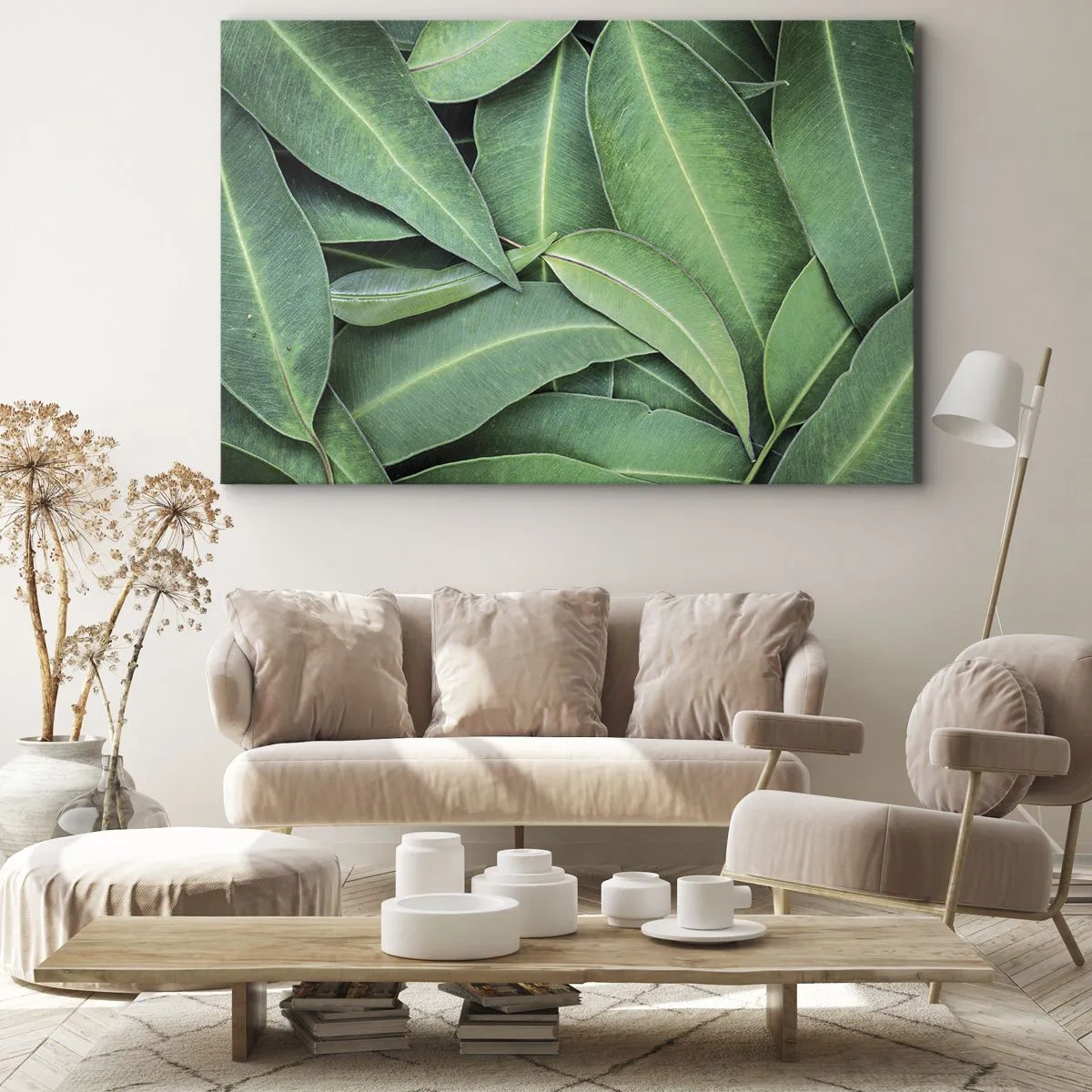 Canvas picture - Close-up of green leaves creating a natural pattern - 70x50cm - Juicy and Fresh - Modern wall decoration for the living room and bedroom ARTTOR