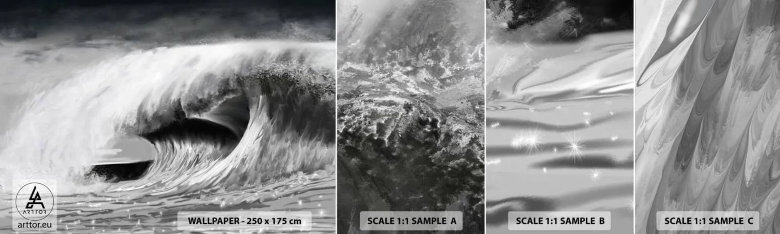 Photo Wallpaper Sample Self-Adhesive Deluxe Sticker - Wrath of the Ocean - Sea, Ocean, High Wave - 100x30 cm