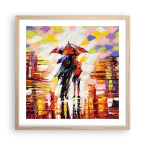 Poster in light oak frame - Together through Night and Rain - 50x50 cm