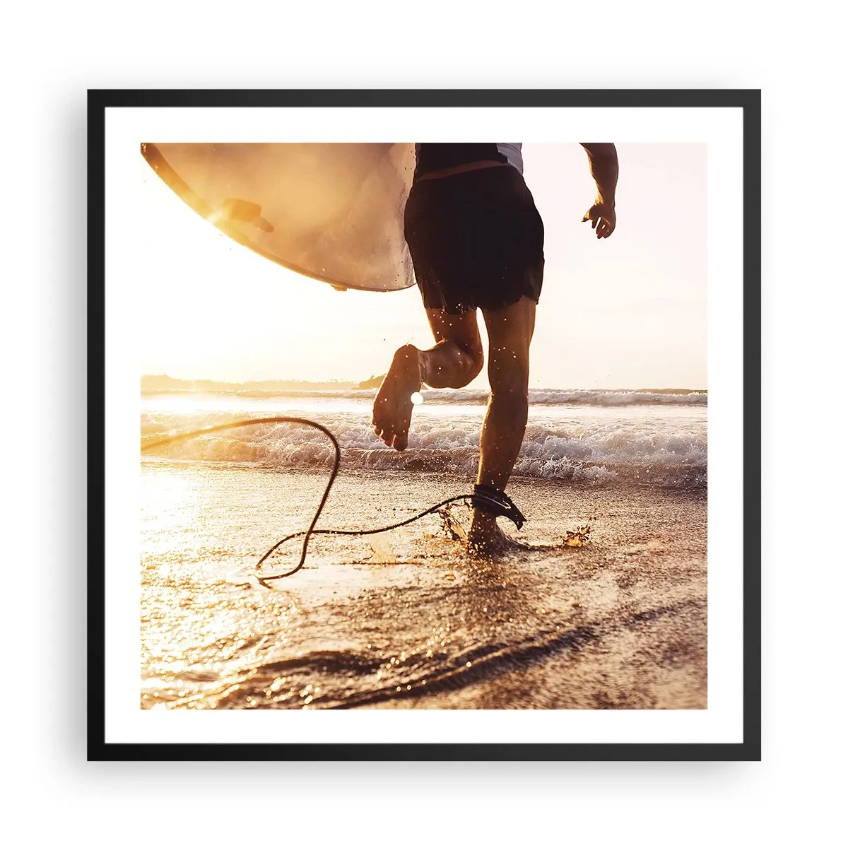 Poster in black frame - Encounter with a Wave - 60x60 cm
