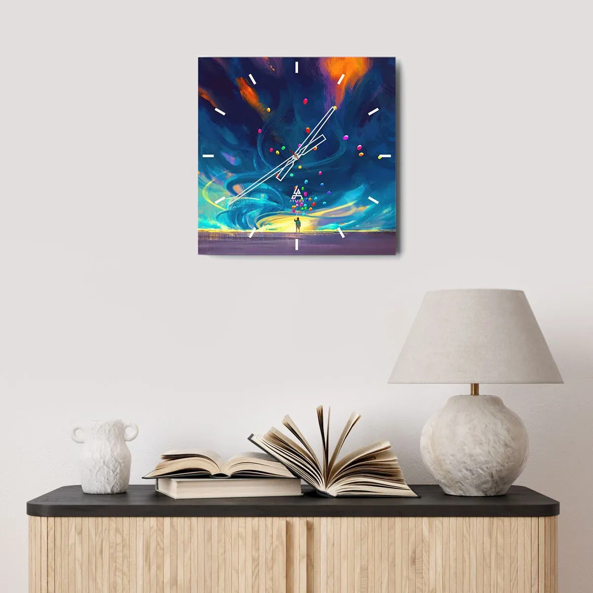 Wall clock - Clock on glass - On Blue Wind - 30x30 cm