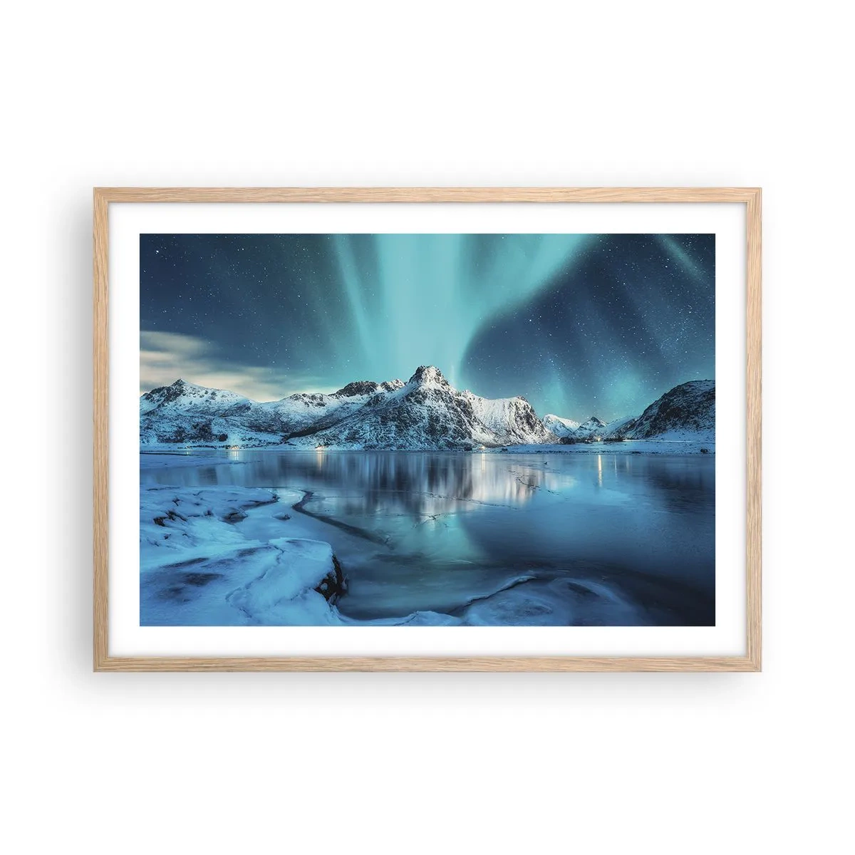 Poster in light oak frame - The Night of Light - 70x50 cm