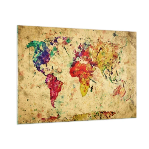Glass picture - Life as a Colourful World Map - 100x70 cm