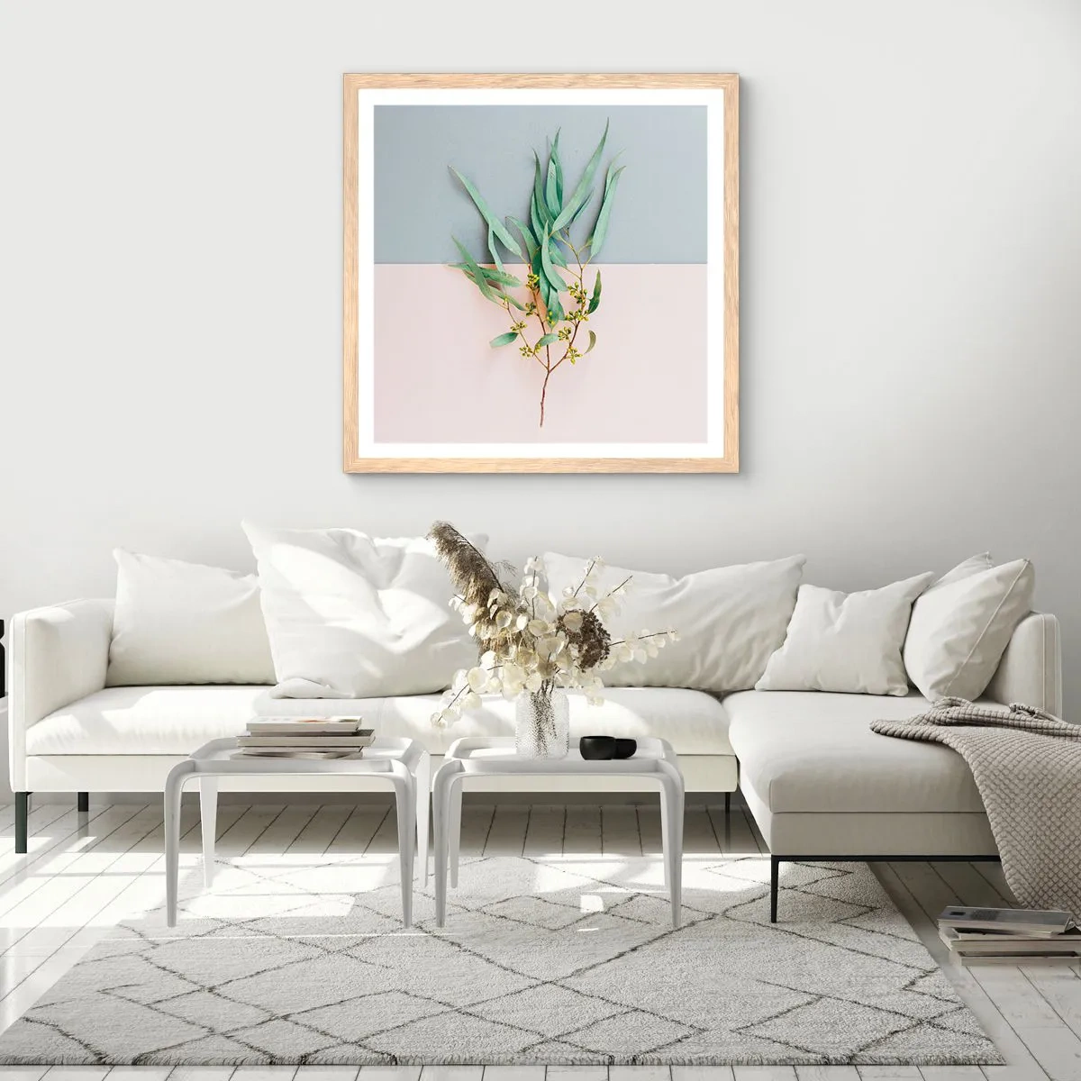 Poster in light oak frame - Pastel Subtlety - 50x50 cm