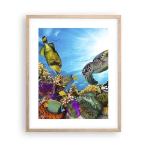 Poster in light oak frame - Coral Promenade - 40x50 cm