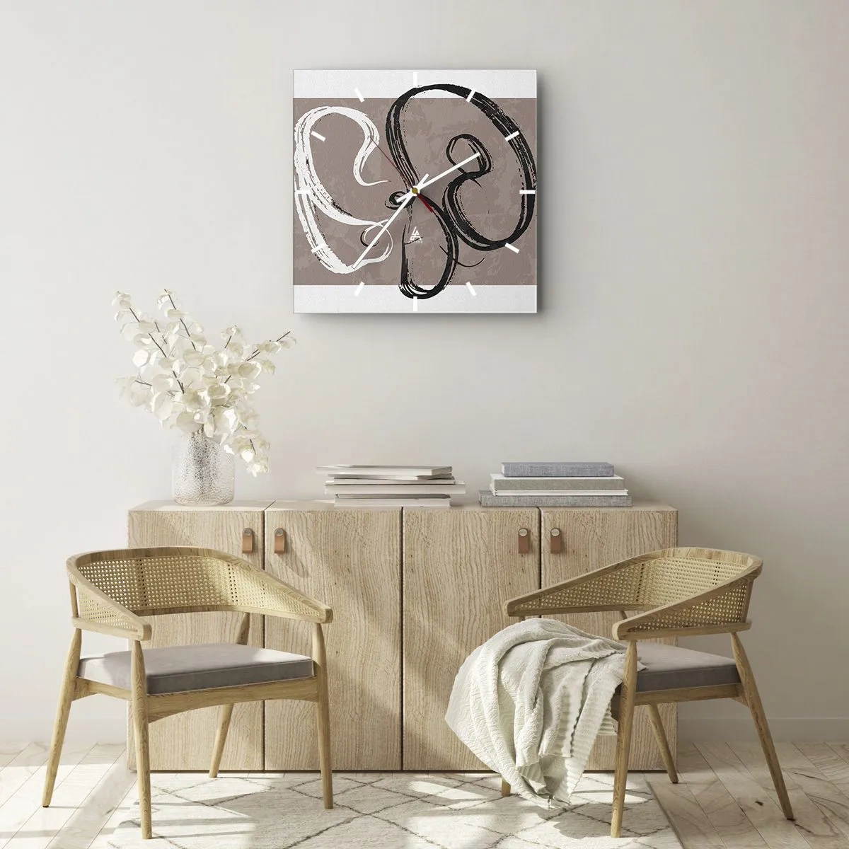 Wall clock - Clock on glass - Composition -In Search of Completeness - 40x40 cm