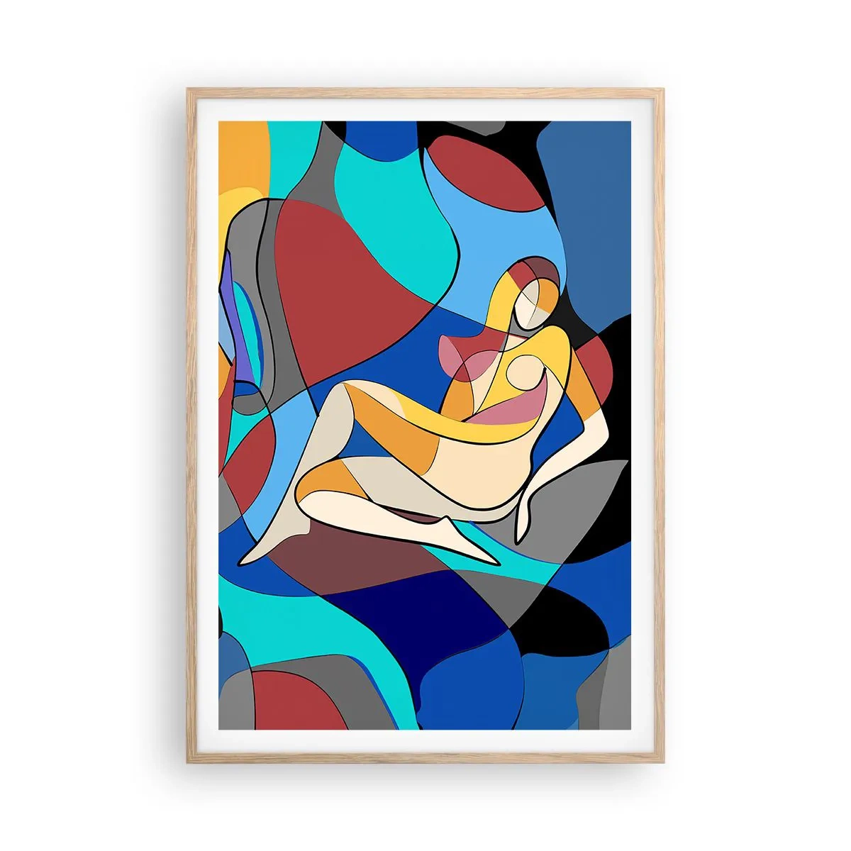 Poster in light oak frame - Cubist Nude - 70x100 cm