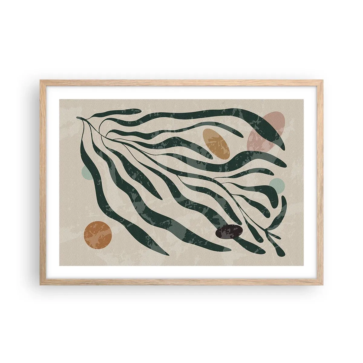 Poster in light oak frame - Among the Green - 70x50 cm