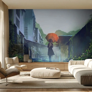 Self-Adhesive Photo Wallpaper Deluxe Sticker - Refreshing Rain - Abstraction, City, Architecture - 350x256 cm