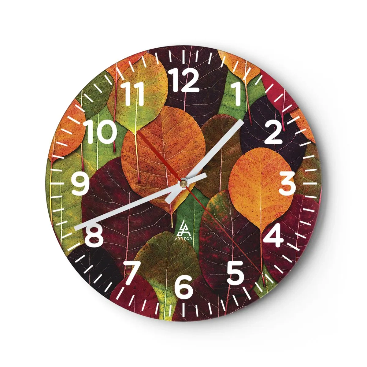 Wall clock - Clock on glass - Autumn Mosaics - 30x30 cm