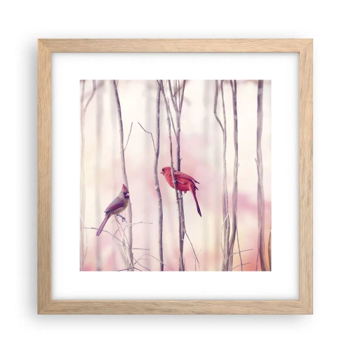 Poster in light oak frame - Tale of a Pink Forest - 30x30 cm