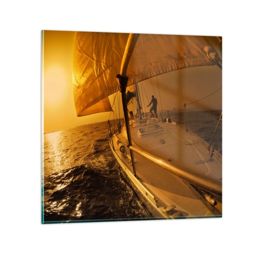 Glass picture - Golden Evening after a Colourful Day - 30x30 cm