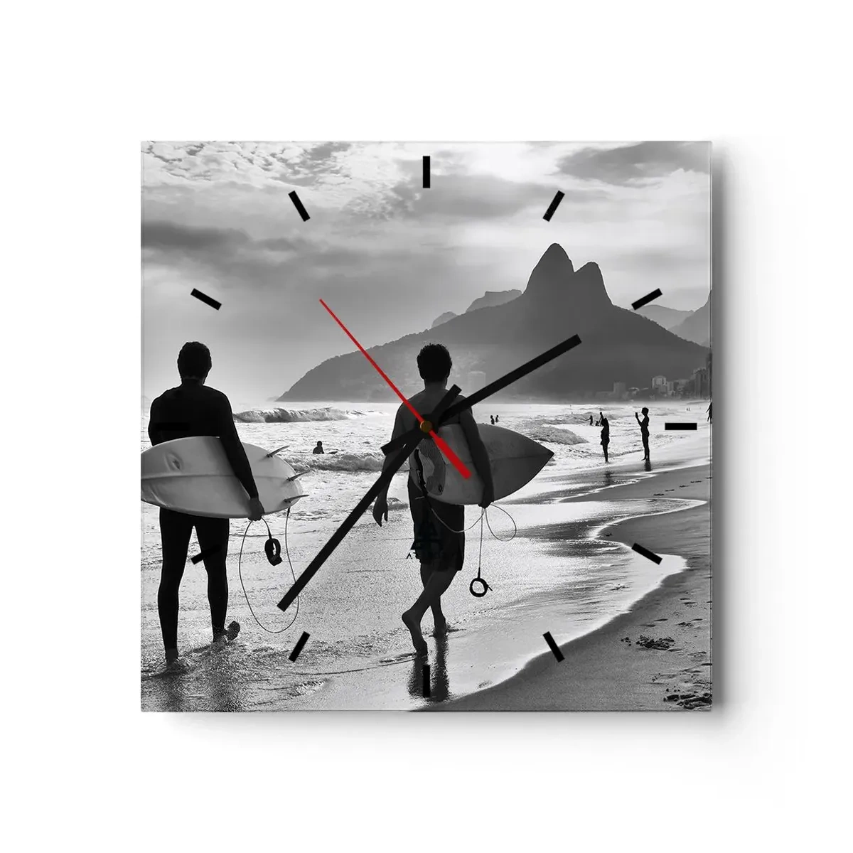 Wall clock - Clock on glass - Samba for One Wave - 40x40 cm