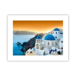 Poster - Santorini - Snuggling up to the Rocks - 40x30 cm