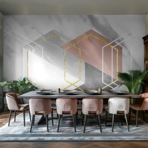 Photo Wallpaper Standard Eco - Chain Composition - Abstraction, Piece, Hexagon - 200x140 cm