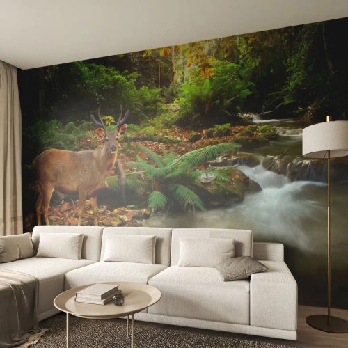Photo Wallpaper Premium Sand - Wlecome to my World - Landscape, Animals, Deer - 350x256 cm