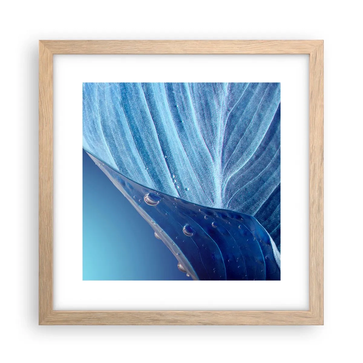 Poster in light oak frame - Hidden Drops of Blue - 30x30 cm