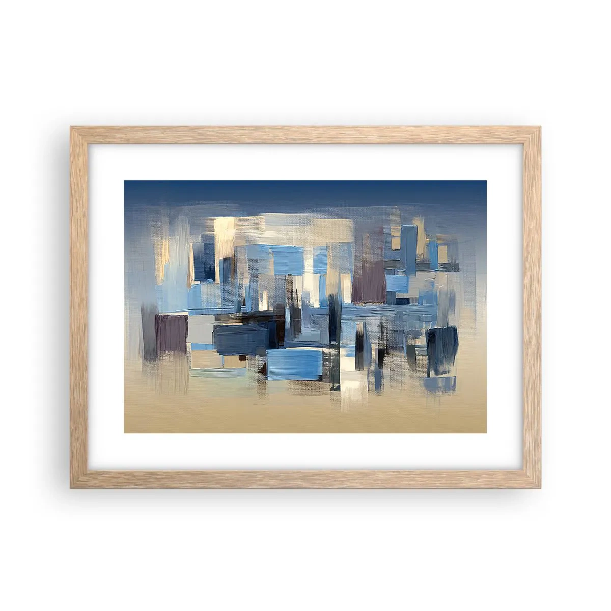 Poster in light oak frame - Blue Construction - 40x30 cm