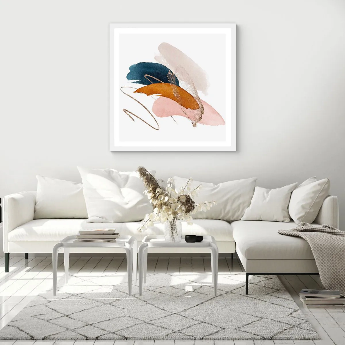 Poster in white frmae - Composition with Wings - 60x60 cm