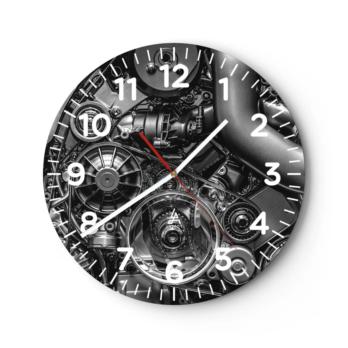 Wall clock - Clock on glass - Poetry of Mechanics - 30x30 cm